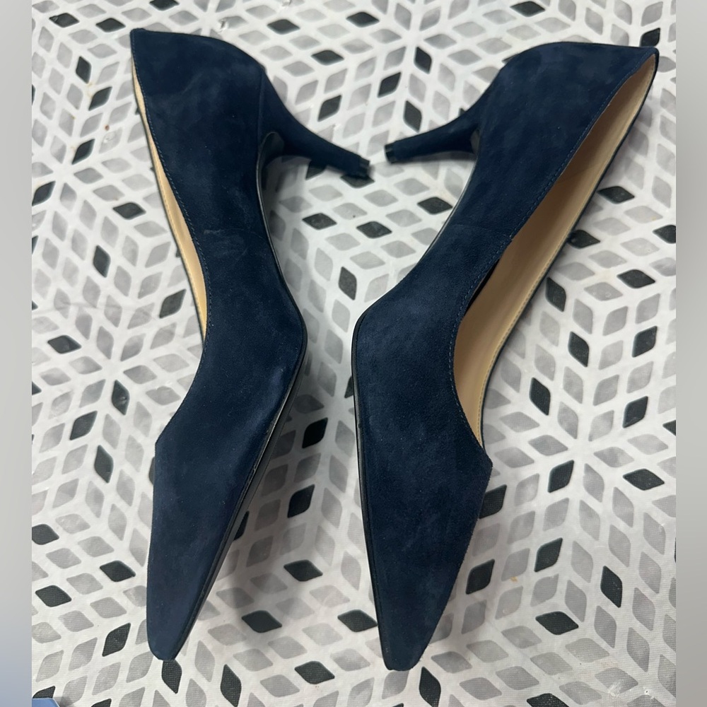 Nine West Navy Blue Suede Pointed Toe Pumps - Picture 2 of 4